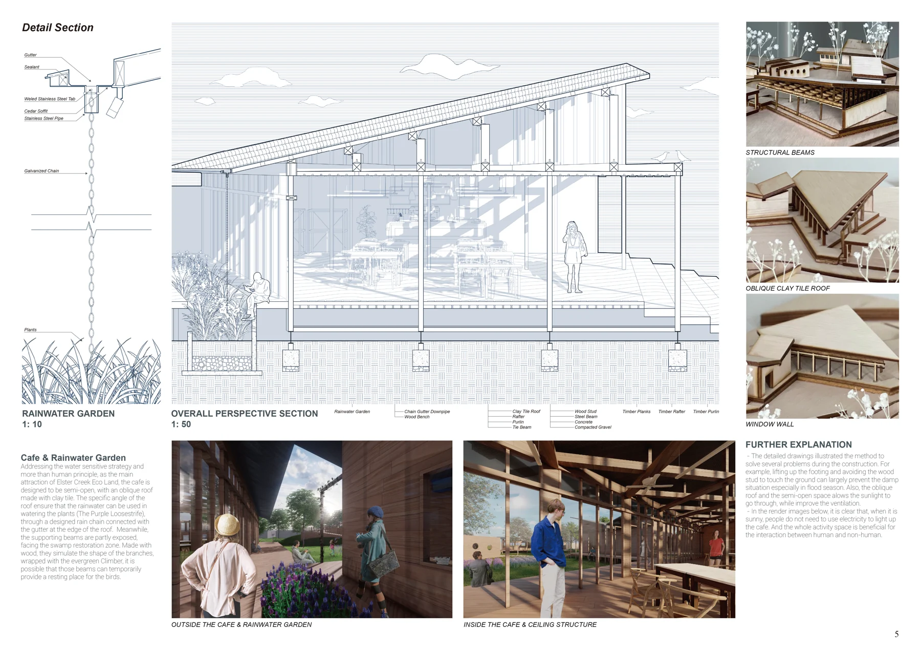 Portfolio sheet 07 — architectural drawings, visualisations and project notes