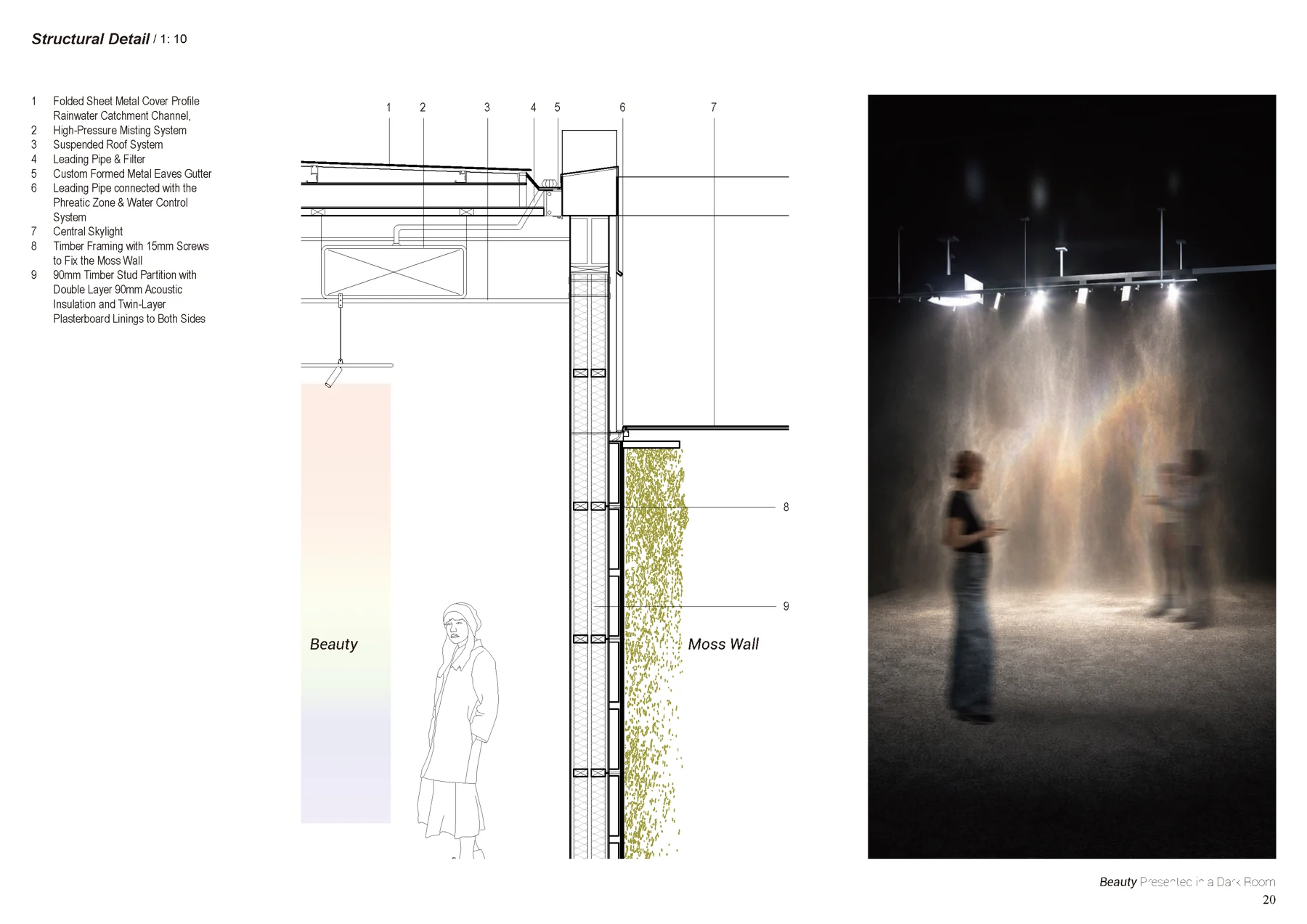Portfolio sheet 22 — architectural drawings, visualisations and project notes