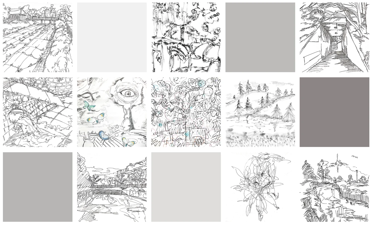 Architectural hand sketches from Lifei Chen’s portfolio